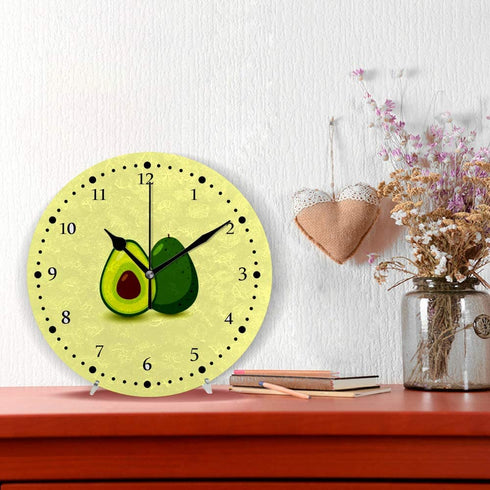 Guitong Round Circle Digital Wall Clock-Silent PVC Hanging Clock Battery Operated Non-Ticking Oil Painting Kids Easy Read Hang Clock ?Avocado Fruit Kitchen Bedroom Office Decor 9.8 inch