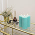 CANDWAX 3x6 Pillar Candles Set of 3 - Decorative Rustic Candles Unscented and No Drip Candles - Ideal as Wedding Candles or Large Candles for Home Interior - Turquoise Candles