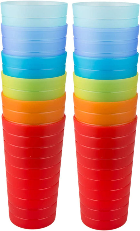 AOYITE Plastic Tumblers Drinking Glasses Set of 12 | Break Resistant 22 oz Plastic Cups | 6 Assorted Colors Restaurant Quality | BPA Free