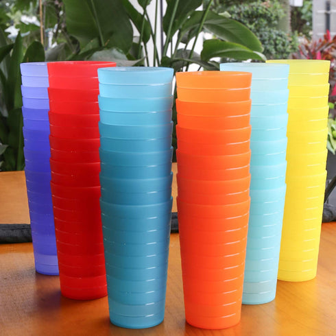 AOYITE Plastic Tumblers Drinking Glasses Set of 12 | Break Resistant 22 oz Plastic Cups | 6 Assorted Colors Restaurant Quality | BPA Free
