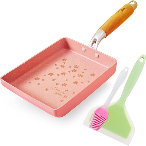 ROCKURWOK Japanese Omelette Pan Nonstick Tamagoyaki Egg Pan, Rectangle Tamago Pan Small Frying Pan, 7? x 5?, Pink