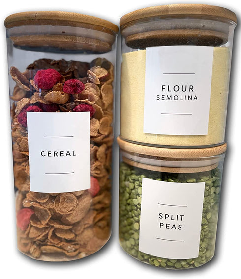 Lovable Labels Pre-Printed Farmhouse/Minimalist Pantry Labels - 168 Dishwasher Safe Pantry Container Labels Help Keep Your Pantry Storage Bins Containers Jars Bottles Canisters Organized