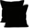 Encasa Homes Throw Pillow Cover 2pc Set - Jet Black - 24 x 24 inch Solid Dyed Cotton Canvas Square Accent Decorative Cushion Case for Couch Sofa Chair Bed & Home Only Covers