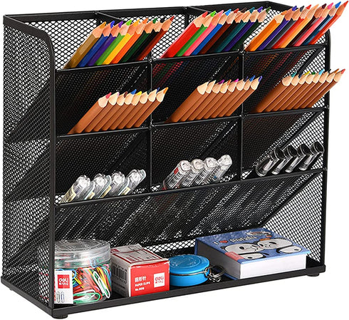 Marbrasse Mesh Desk Organizer, Multi-Functional Pen Holder, Pen Organizer for desk, Desktop Stationary Organizer, Storage Rack for School Home Office Art Supplies (Mesh Pen Holder)