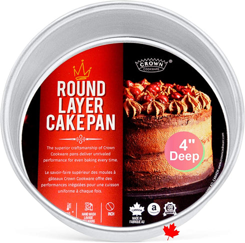 Crown 8x4 Cake Pan, Heavy Gauge, Fully Straight Sides, Even-Heating, Made in Canada
