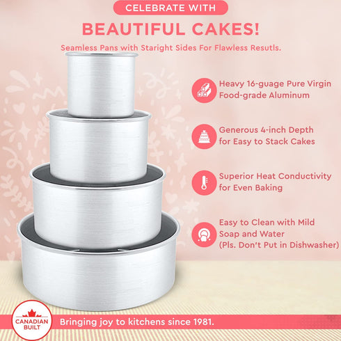 Crown 8x4 Cake Pan, Heavy Gauge, Fully Straight Sides, Even-Heating, Made in Canada