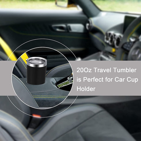2 Pack Travel Tumblers, 20 Oz Stainless Steel Tumblers with Lids Straws, Vacuum Insulated Tumblers, Double Wall Travel Tumblers, Powder Coated Insulated Coffee Cup for Hot and Cold Drinks, Black
