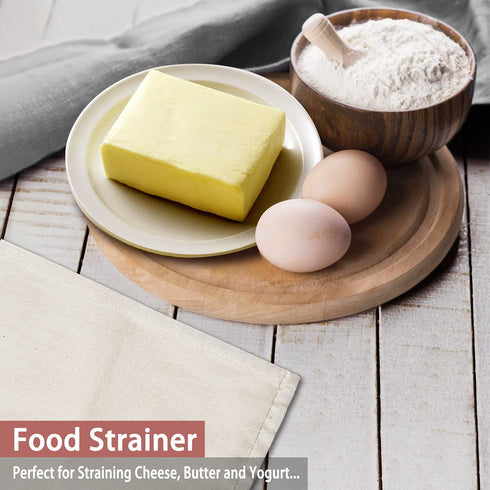 Olicity Cheese Cloths, Grade 100, 20x20Inch Hemmed Cheese Cloth for Straining Reusable, 100% Unbleached Precut Cheesecloth Strainer Muslin Cloth for Cooking, Juicing, Baking, Cheese Making - 10 PCS