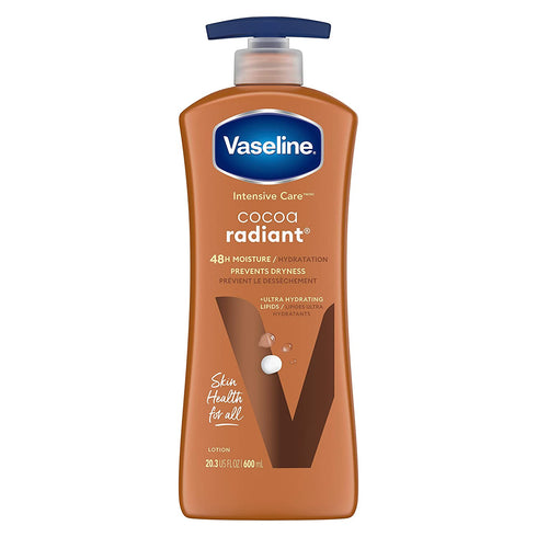 Vaseline Intensive Care Body Lotion for Dry Skin Cocoa Radiant Lotion Made with Ultra-Hydrating Lipids and Pure Cocoa Butter for a Long-Lasting, Radiant Glow 20.3 oz