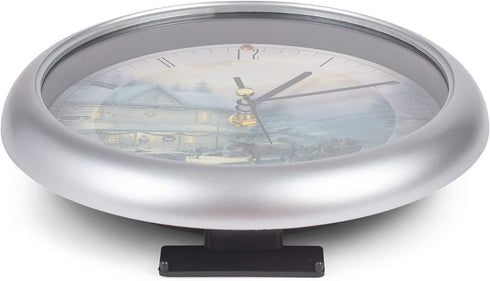 Mark Feldstein & Associates Thomas Kinkade Victorian IV Silver Tone 8 x 8 Christmas Wall Clock