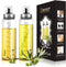 Olive Oil Bottle Dispenser by RINYKIT - 17 oz Oil and Vinegar Dispenser Set 2 Pack, Oil Bottles for Kitchen No-Drip Glass Cooking Oil Container and Vinegar Cruet Soy Sauce Dispenser Set with Caps