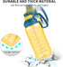 64 oz Leakproof Water Bottle with Time Marker & Long Straw to Ensure You Drink Enough Water for Gym Fitness or Working from Home, BPA Free Protable Water Jugs for Drinking, Camping, Outdoor Sports