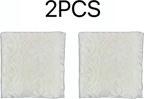 HOMECOOL Square Small Table Cloth - 2PCS Ivory Crochet Tablecloth for Round Coffee Table 35 X 35 Inch ( 89cm X 89cm)