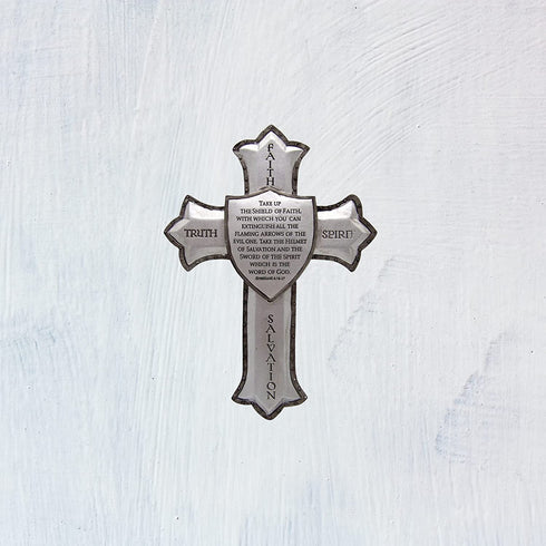 8.25" Armor of God Wall Cross - Ephesians 6:16-17