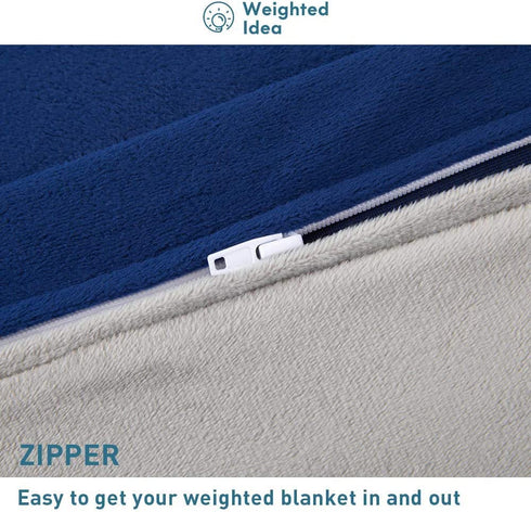 Weighted Idea Minky Fuzzy Duvet Cover for Kids Weighted Blanket 41''x60'' (100% Minky, Grey/Navy Blue)