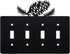 Pine Cone Quadruple Toggle Light Switch Wall Plate (Quadruple Toggle, Black)