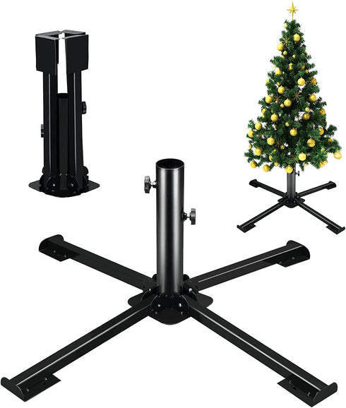 Christams Tree Stand, Heavy Duty Xmas Tree Stand Base for 4 to 10FT Artificial Trees 2.1 Inch Diameter Folding Metal Tree Stand