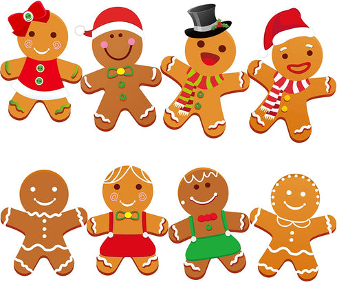 Winter Christmas Mini Gingerbread Cut-Outs Versatile Classroom Decoration Gingerbread Cut-Outs with Glue Point Dots for Winter Bulletin Board Classroom School Christmas Party, 5.9 x 5.9 Inch (40 Pcs)