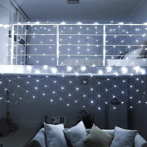 Net Outdoor Mesh Lights,100 LEDs 3.2ft x 4.2ft Connectable Waterproof String Lights for Christmas Halloween,Bushes,Holiday,Party,Garden,Patio Decorations(Cool White)