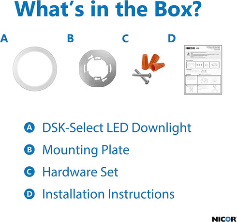NICOR Lighting DSK Select Series 5/6-inch Surface Mount LED Downlight (DSK563120SWH), White