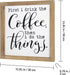 SANY DAYO HOME First I Drink The Coffee Then I Do The Things Rustic Wood Framed Coffee Signs 12 X 12 inch Hanging Farmhouse Wall Art Decor for Home, Kitchen, Coffee Bar
