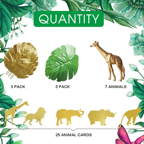 38 PCS Gold Safari Animals Figurines Toys Jungle Animals Cake Decoration Jungle Party, Wild Plastic Animals for Jungle Safari Wild Animals Birthday Baby Shower Party Decoration Centerpiece Supplies