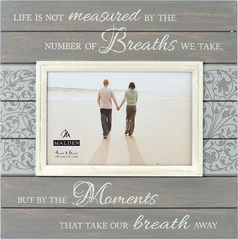 Malden International Designs Sun Washed Woods Moments Distressed Grey Picture Frame, 4x6, Gray