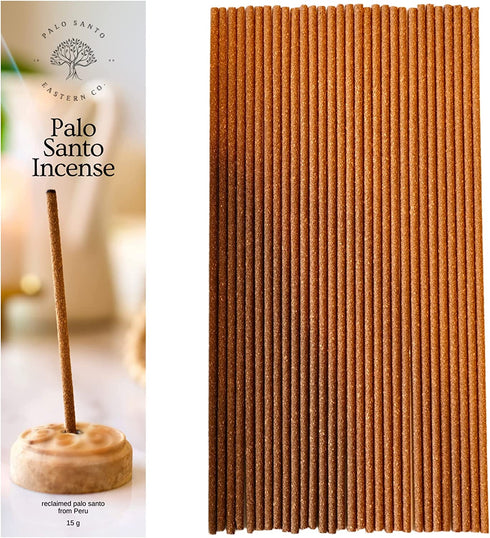 Palo Santo Incense Sticks, Sustainably Harvested in 1989 in Peru, 30 Sticks, 30 Minutes Burning Time, 15g, 100% Natural Wood Ingredients - No Perfume, No Additives, No Oils