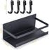 Wetheny Fridge Magnet Organizer Magnetic Spice Rack with Four Removable Hook Refrigerator Shelf Rack Black (2 Pack)