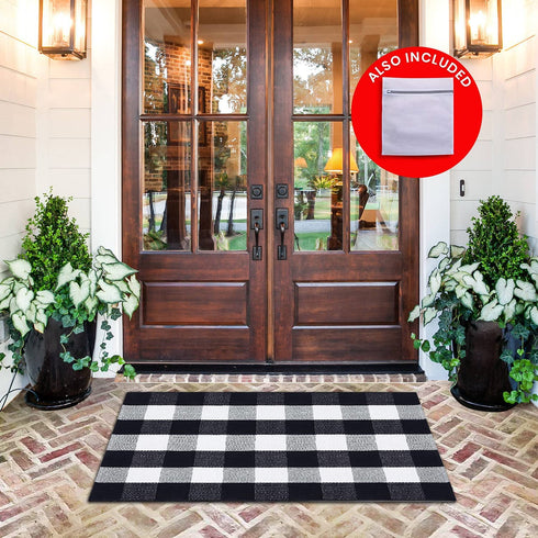 All Prime Buffalo Plaid Rug (Black & White, 24x37)