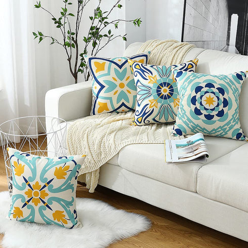 Cirzone Outdoor Throw Pillow Covers Waterproof Pillow Covers Decorations Throw Pillow Covers Decorative Throw Pillow Covers Boho Pillow Covers 18x18 Set of 4 for Patio, Garden, Balcony
