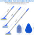 LMAIVE Shower Cleaning Brush, 36'' Shower Scrubber, Tile Tub Scrubber with Long Handle, Bathroom Brushes for Cleaning, Extendable Bathtub Scrubber Sponge, Scrub Brush with Long Handle for Floor