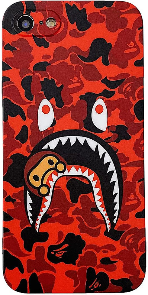 Hoolcase iPhone 7/iPhone 8/iPhone SE Soft Case for Shark Face/Shark Teeth Fans Girls Kids Boys, Cartoon Cute Fun Funny Shockproof TPU Protective Non-Slip 4.7 Inch Case for iPhone 7/8/SE 2020 (H-YU)