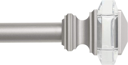 Exclusive Home Curtains Prism 1" Curtain Rod and Coordinating Finial Set, 66"-120", Matte Silver