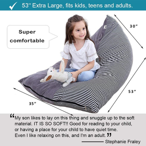 Stuffed Animal Storage Bean Bag Chair | 53" Extra Large Beanbag Cover for Kids and Adults, Plush Toys Holder and Organizer for Boys and Girls | Premium Velvet - Soft & Comfortable