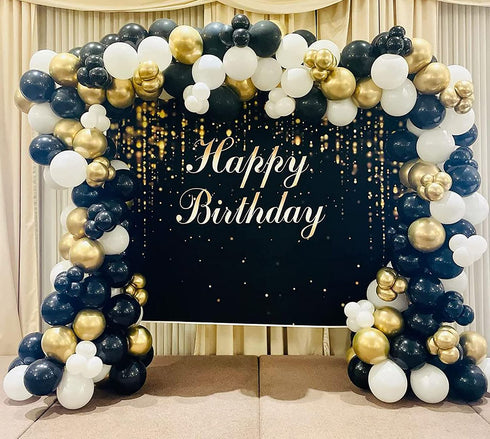 Beaumode DIY Black Gold White Organic Balloon Garland Arch Kit for Birthday Baby Shower Bridal Shower Countdown Wedding Graduation New Year Black -Tie Party Backdrop Decoration