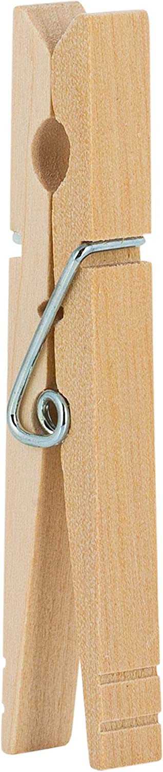 Woolite Extra Large Wooden 100 Pack Clothespins, Natural