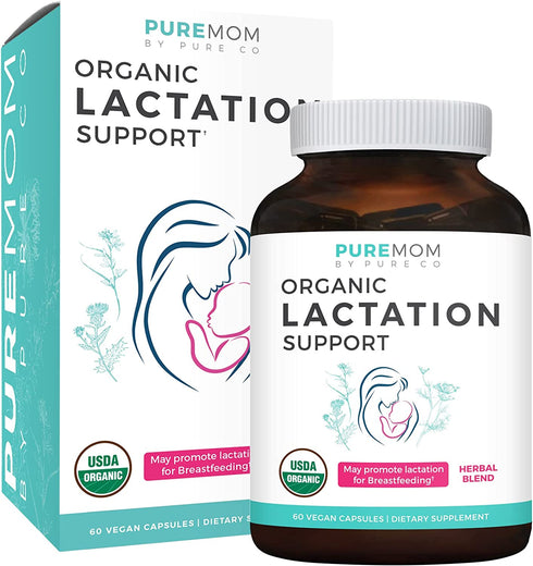 USDA Organic Lactation Supplement - Increase Milk Supply with Herbal Breastfeeding Support - Aid for Mothers - Organic: Fenugreek Seed, Fennel & Milk Thistle - 60 Vegan Capsules (No Pills or Cookies)