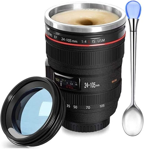 Camera Lens Coffee Mug,Camera Lens Mug,Fun Photo Coffee Mugs Stainless Steel Lens Mug Thermos Great Gifts for Photographers,Home Supplies,Friends,School Rewards - Chasing Y