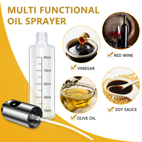 Lauon Oil Sprayer for Cooking, 100ml Olive Oil Dispenser for Air fryer, Kitchen Utensils Oil Glass Bottle for Salad, BBQ, Baking, Roasting, Grilling