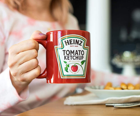 Heinz Ketchup Logo"Worth The Wait" Ceramic Coffee Mug | Collectible Drinkware And Novelty Kitchen Gifts | Oversized Cup For Tea, Cocoa, Hot And Cold Beverages | Holds 16 Ounces
