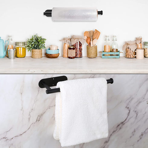 DEKAVA Paper Towel Holder Under Cabinet Wall Mount for Kitchen Paper Towel, Self-Adhesive Paper Towel Bar, Paper Towel Rack, SUS304 Stainless Steel 13 inch (2, Black)