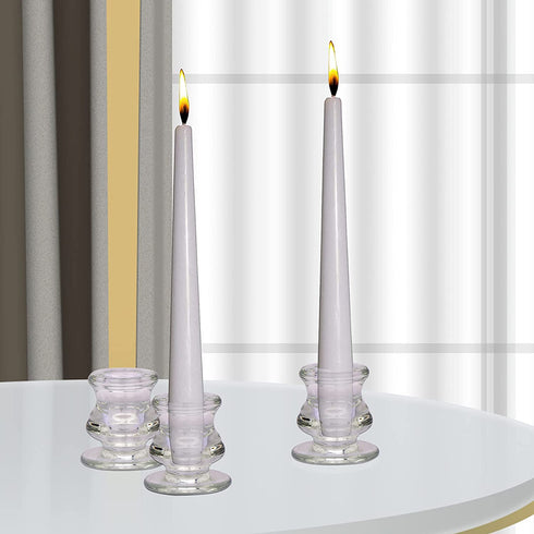 MejaTec Candlestick Holders, 6PCS Taper Candle Holders, Clear Glass Taper Candlesticks for Party, Wedding, Birthday, Dinning Room and Home Decoration (6, Clear Glass)