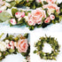 Rose Wreath Floral Wreath Classic Handmade Flowers for Front Door Wall Wedding Party Christmas Home Decor (13"-Pink)