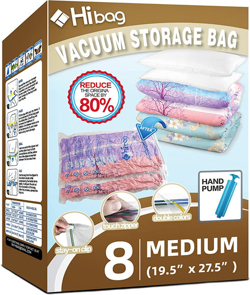 HIBAG Space Saver Bags, Vacuum Storage Bags (8-Medium)