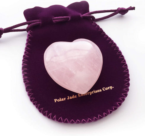 Polar Jade Heart Shaped Rose Quartz Puffy Heart Stone 45mm (1.8") for Chakra Energy Healing, Reiki, Meditation, Massage and Decoration