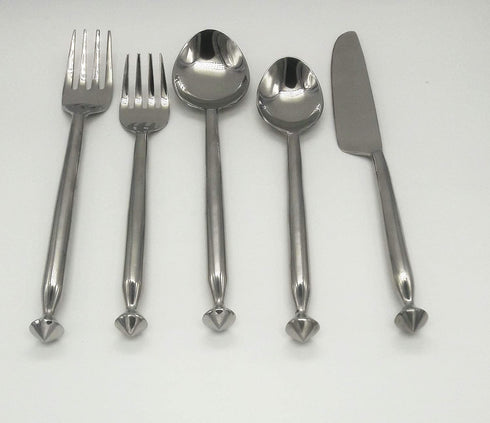 Stainless-Steel 5 Piece Premium Flatware Sets Including 2 Spoon 2 Fork and 1 Knife Easy Grip