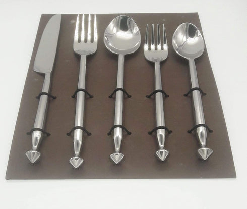 Stainless-Steel 5 Piece Premium Flatware Sets Including 2 Spoon 2 Fork and 1 Knife Easy Grip