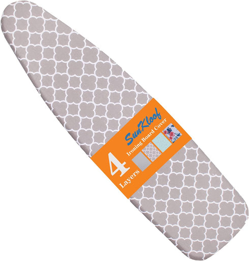 SUNKLOOF Extra Thick Ironing Board Cover and Pad, Resist Scorching and Staining, 15x54 Reflective Silicone Ironing Board Cover, Elastic Edges, 4 Fasteners, Large Protective Scorch Mesh Cloth
