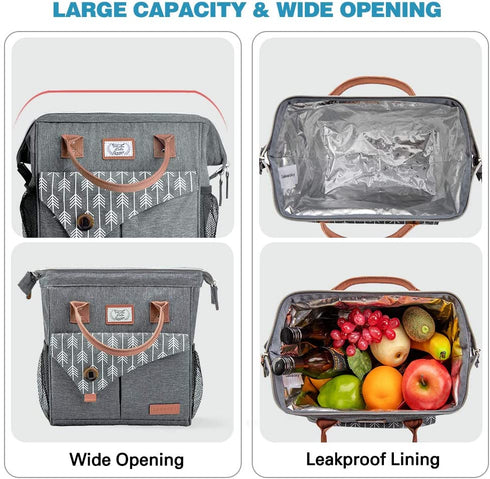 Lekesky Lunch Bag for Women Insulated Lunch Box Leakproof Lunchbox for Adult Work, Grey